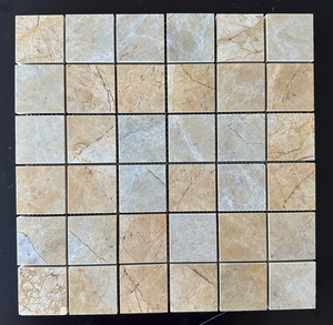 Mosaicos cuadrados de mármol beige amarillo limón de diseño moderno para paredes interiores de baños y villas - Product Image 1