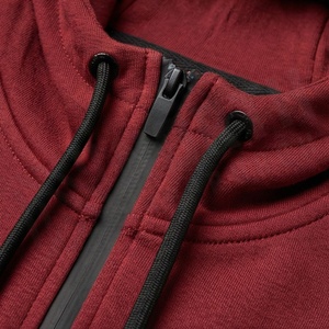Men's <b>Maroon</b> Hooded Tracksuit Full Zip Solid Color Casual Sportswear With Side Pockets Regular Fit Autumn Wear - Product Image 4