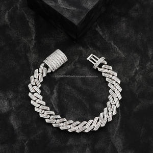 Designer Moissanite Diamond Cuban <b>Bracelet</b> Made in 925 <b>Sterling</b> <b>Silver</b> Featuring Baguette Iced Links and Premium Hip Hop Jewelry - Product Image 4