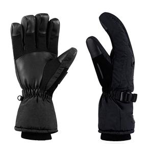 Gants de ski et de snowboard pour hommes en cuir, imperméables, coupe-vent, à doigts entiers, compatibles avec les écrans tactiles, isolés, avec sangles de poignet réglables - Product Image 2