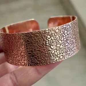 กำไลข้อมือทองแดงแบบหนาสไตล์อินเดียสำหรับเธอ กำไลทำมือจากทองแดง เครื่องประดับฤดูร้อน - Product Image 3