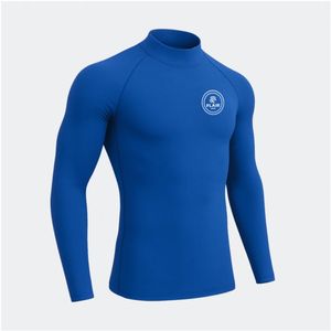 Rashguard professionnel pour homme, respirant, anti-UV, col montant, bleu roi, compression intégrale, poids lourd - Product Image 2
