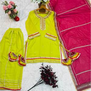Conjunto de Top, Pantalón y Dupatta de Fiesta para Mujer de Diseñador - Product Image 2