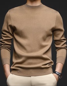 Pull en polaire d'hiver pour homme, col rond, manches longues, couleur unie, mélange polyester/coton, coupe régulière, coupe-vent et écologique - Product Image 4