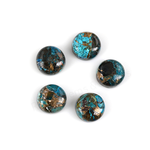 Cabocho de Crisocola Natural de Mohave con Compuesto de Cobre, 12mm, Pulido Brillante, Liso, de Base Plana, para Fabricación de Joyas, Colgantes y Collares - Product Image 2