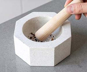 Juego de Mortero y Pilón de Piedra Blanca Natural, Hexagonal, para Especias, Hierbas, Ajo y Jengibre, Recipiente para Moler Manual, Venta al Por Mayor, OEM, ODM - Product Image 2