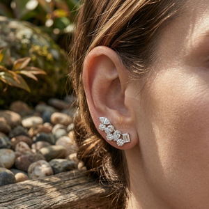 Pendientes de Oro Sólido de 18K con Esmeralda Redonda y Diamante Cultivado en Laboratorio de Corte Fantasía Ovalado Mixto para Mujer, Joyería de Lujo, Regalo para la Amorosa - Product Image 3