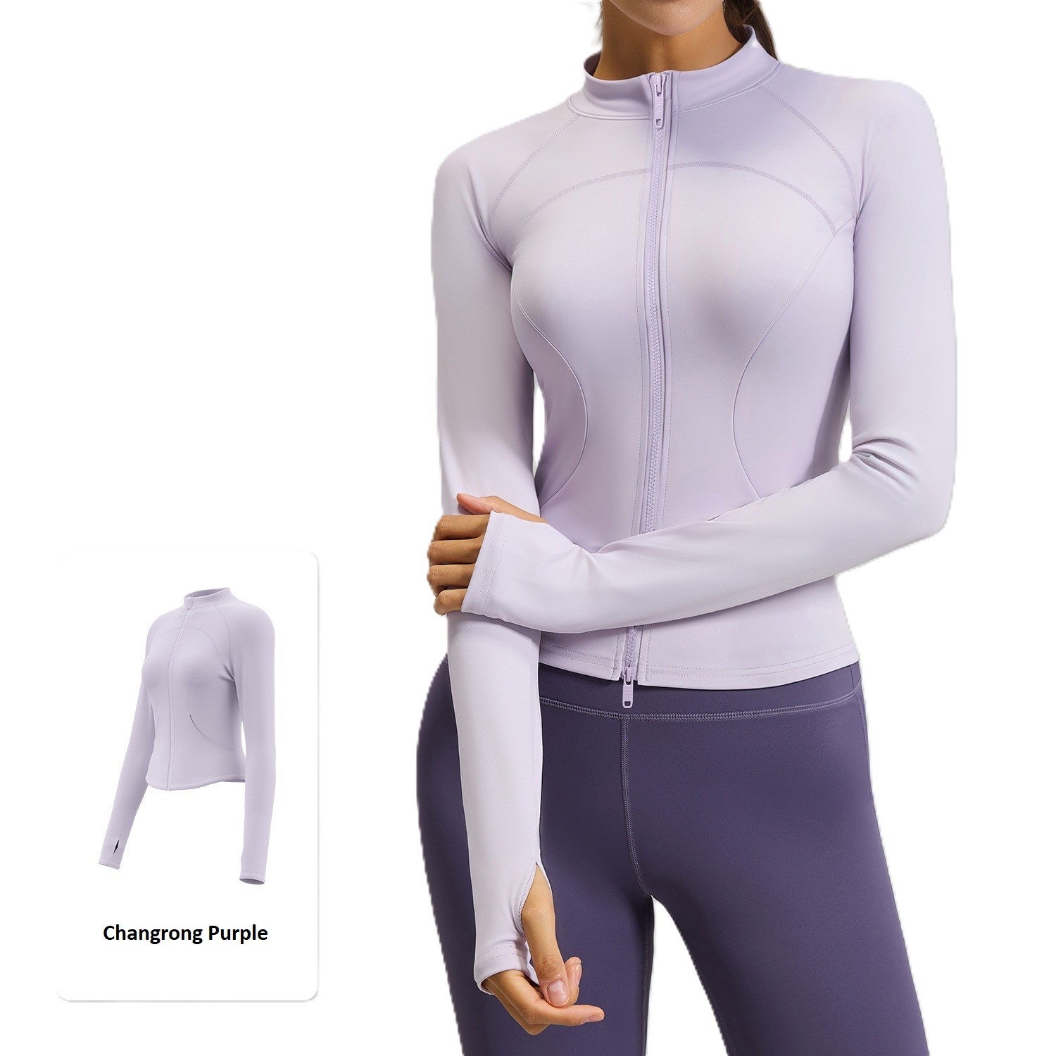 Women's OEM Fitness Sports Zipper Jacket with Stand-Up Collar Long Sleeved Slimming Running Gear Breathable Quick Dry Yoga Top