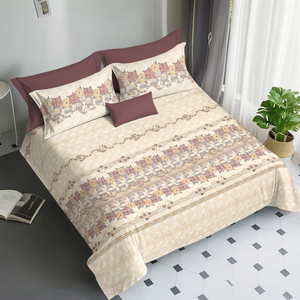 Drap de lit double en coton de qualité supérieure |   Grande taille King Size |   Toucher doux et lisse |   Collection de motifs imprimés décoratifs Pro - Product Image 1