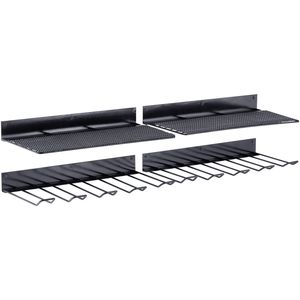 Organizzatore per utensili elettrici a 2 strati a 4 Slot da 2 pezzi da parete per ripiano in metallo resistente per trapano senza fili stazione di ricarica per batteria - Product Image 1