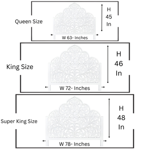 Cabecero de Cama King Size de Madera de Ingeniería con Diseño Floral Árabe Pintado en Blanco, Tallado a Mano, Muebles para el Hogar - Product Image 6