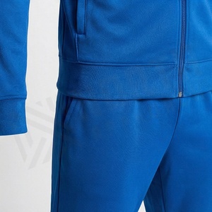 Ensemble de survêtement sportif pour homme, bleu, à motif géométrique, avec sweat-shirt à fermeture éclair intégrale et pantalon, séchage rapide, en polyester, pour l'automne - Product Image 5