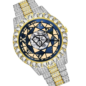 Reloj de Lujo para Hombre, Estilo Hip Hop, con Incrustaciones de Moissanita, Cuarzo, Acero Inoxidable, Esfera de 46 mm, Visualización de Números Romanos - Product Image 2