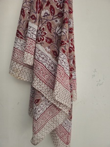 Indian Hand Block Print Cotton Long <b>Sarong</b> Pareo Floral Beach Wrap <b>Bikini</b> Cover up Lightweight Breathable Summer Scarf Women - Product Image 3