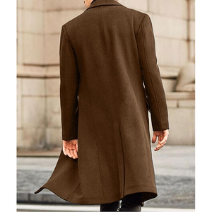 Elegant <b>Men's</b> Wool Blend Trench <b>Coat</b> Winter Jacket Warm Long Overcoat for Autumn Streetwear Casual & Formal Outerwear Wholesale - Product Image 6