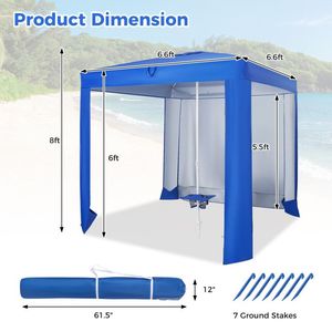 Detachable Sidewall Beach <b>Canopy</b> <b>Tent</b> with Folding Table Convenient BC <b>Tent</b> for Outdoor Activities - Product Image 2