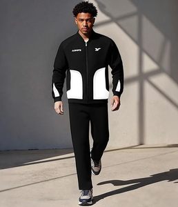 Ensemble de survêtement 2 pièces pour homme, style hip-hop, brodé, automne, sweat-shirt à manches longues, tenue de jogging, 100% coton molletonné - Product Image 4