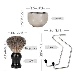 Best Selling Stainless Steel Shaving Brush Bowl Single Edged Blade <b>razor</b> Shaving <b>Set</b> - Product Image 3