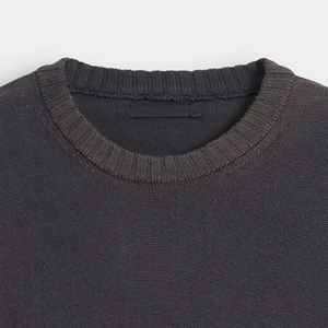 Pull en tricot surdimensionné pour homme, col rond, manches longues, couleur unie, décontracté, vêtements d'automne, 100% coton, coupe classique - Product Image 5
