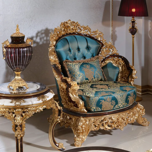 Juego de Sofás de Madera de Teca Real de Lujo para Sala de Estar, Muebles Antiguos Tapizados y Tallados a Mano de Estilo Europeo Clásico para Uso en Hoteles y Villas - Product Image 6