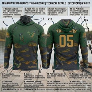 เสื้อฮู้ดตกปลาแบบมีโลโก้สั่งทำพิเศษ ป้องกันรังสียูวี UPF 50+ แขนยาว แห้งเร็ว พร้อมหน้ากาก - Product Image 3