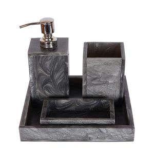 Juego de accesorios de baño de resina epoxi estilo vintage, juego de tocador de lujo, organizador de decoración para el hogar al mejor precio - Product Image 5