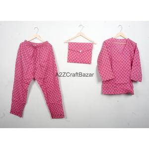 Conjunto de Pijama de Algodón para Mujer, Estampado Elegante, Manga Tres Cuartos, Cuello en V, Pantalones con Cintura Elástica, Ropa de Dormir de Verano - Product Image 2