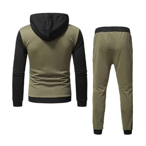 Men Color Blocking Tracksuit Hooded Full Sleeve Casual Wear Breathable Polyester Cotton <b>Set</b> Autumn Regular Fit Side Pockets - Product Image 3