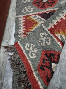 Tapis Kilim tissé à la main, style bohème tribal géométrique, en laine, style turc, tapis de couloir rustique, décoration de sol pour l'entrée de la maison - Product Image 6