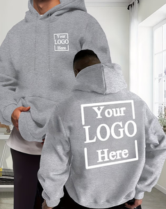 Custom Logo Cotton Hooded Sweatshirt Gray Casual Pullover Adults All Seasons Promotional Wear Digital Printing Made Bangladesh - Product Image 1