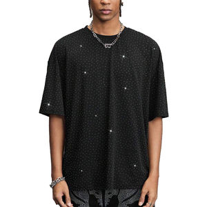 เสื้อยืดโอเวอร์ไซส์สีดำสำหรับผู้ชาย สไตล์ฮิปฮอป สตรีทแวร์ แขนสั้น ผ้าฝ้าย 100% ระบายอากาศ แห้งเร็ว Black Hill - Product Image 1