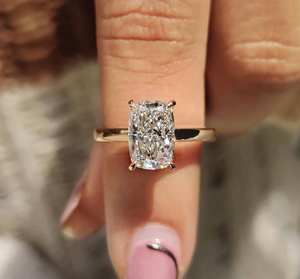 Anillo de Compromiso con Diamante Cultivado en Laboratorio, Corte Cojín, 1 Quilate, Oro Sólido 10K/14K/18K, Sin Níquel, Sin Plomo, Anillo de Boda - Product Image 6