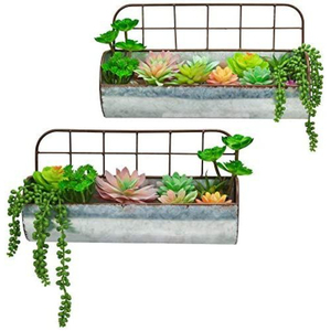 Jardinières suspendues en fer galvanisé avec chaînes métalliques robustes pour la décoration intérieure et extérieure du jardin, forme rectangulaire - Product Image 2