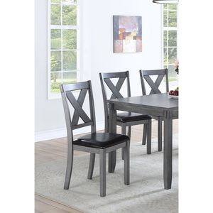 Set da Pranzo Moderno e Casual 6 Pezzi: 4 Sedie Laterali Grigie, Panca e Tavolo da Pranzo in Legno di Gomma e Impiallacciatura di Betulla - Product Image 4