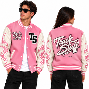 <b>Track</b> Stuff Custom <b>Mens</b> Varsity Letterman <b>Jacket</b> Wool Cotton Stand Collar Custom Embroidered Logo Front Streetwear Winter - Product Image 3