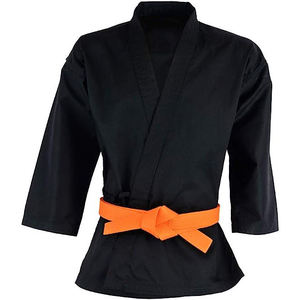 Kimono de Karate para Mujer, Negro, 100% Algodón, Corte Regular, Talla Adulto, Estilo Liso Teñido, Resistente - Product Image 4