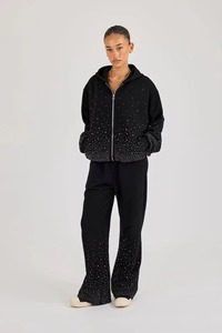 Stylish Men's Rhinestone <b>Hoodie</b> <b>Lightweight</b> Breathable Anti Wrinkle Casual Pullover Sweatshirt Custom Fashion Streetwear - Product Image 2