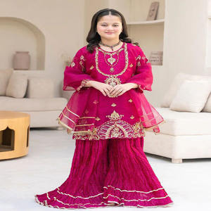 Traje de lehenga bordado de diseño elegante para niñas, ropa paquistaní transpirable para niñas, ropa lista para usar. - Product Image 3