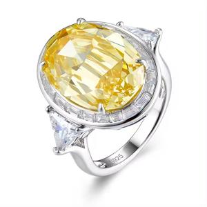 Luxe à la mode S925 argent jaune pierre anneau cubique zircone bijoux fins bague de luxe - Product Image 1