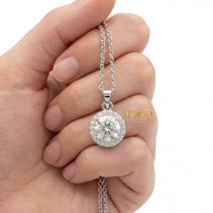 Collar con Colgante de Diamantes de Plata de Ley 925 Clásico, Joyería de Lujo para Mujer, Compromiso, Boda, Fiesta, Aniversario, Elegante para Uso Diario - Product Image 1