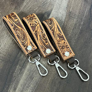 Nouveauté 2025 Porte-clés en cuir de vachette personnalisé avec motif floral, anneau métallique, cadeau promotionnel de luxe, porte-clés en cuir mignon - Product Image 4