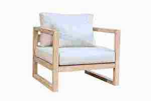 Conjunto de sofás de madera para exteriores con cojines blancos, muebles de jardín rústicos, 3 plazas, resistentes a la intemperie - Product Image 3