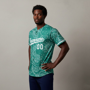 Men Baseball Jersey Green Sublimated Print Team name Short Sleeve Button Closure Moisture Wicking Athletic <b>Shirt</b> and low price - Product Image 6