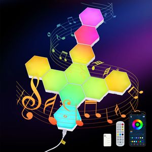 Pannelli LED Esagonali da Parete, Set da 10, Luci RGB per Gaming, Controllo Smart tramite APP, Piastrelle Esagonali Modulari con Espansione a Scorrimento - Product Image 1