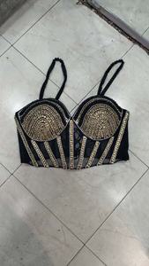 Luxury <b>Black</b> Rhinestone Beaded <b>Corset</b> Top with Structured Cups - Product Image 3