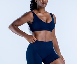 Soutien-gorge de sport respirant grande taille pour femme, maintien élevé, extensible dans quatre directions, écologique, avec logo frontal, pour les acheteurs d'articles de sport - Product Image 1