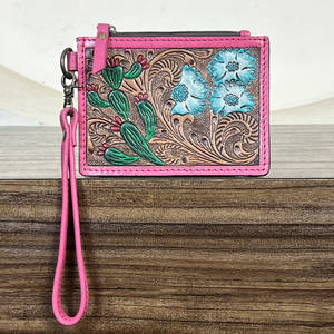 Portefeuille élégant pour femme en cuir véritable, motif floral et cactus, style western, porte-cartes ATM et de crédit, idéal pour le shopping - Collection 2026 - Product Image 4