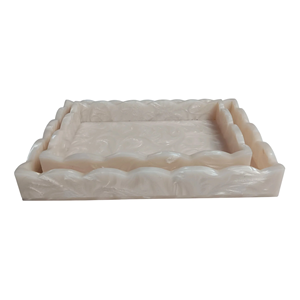 Plateau de service de luxe en résine écologique polie, résistant au lave-vaisselle, pour snacks, boissons, bijoux, idéal pour les fêtes – Style américain – Offre spéciale - Product Image 3