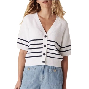 Cárdigan de Punto para Mujer, Marca Tiki Taka Sports, Verano, Acrílico, Casual, Cuello en V, Manga Larga, Transpirable, con Bolsillos y Botones Simples - Product Image 1
