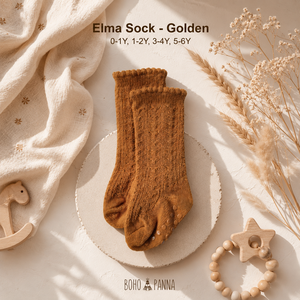 Bohopanna Elma <b>Sock</b> Golden Cotton Anti-Slip Kids <b>Socks</b> 0-1Y 1-2Y 3-4Y 5-6Y Unisex Boho Style Home Use - Product Image 4